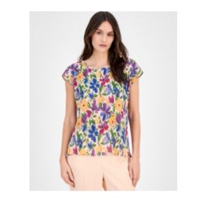 Tahari ASL Women's Vibrant Floral Blouse